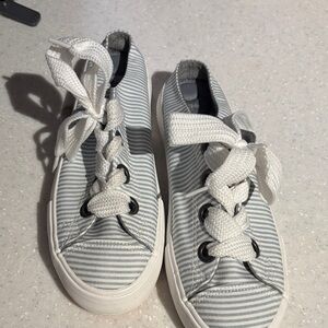 Rocket Dog Blue & White Striped Sneakers with White Laces